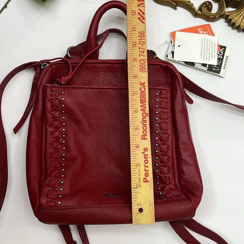 NWT The Sak Red Leather Backpack with Braided Detailing